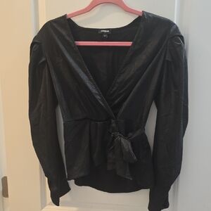 Express Elegant Black Wrap Top